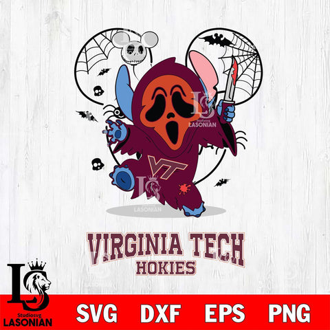 Virginia Tech Hokies Stitch Ghost Face Halloween 2 Svg Eps Dxf Png File, Digital Download, Instant Download