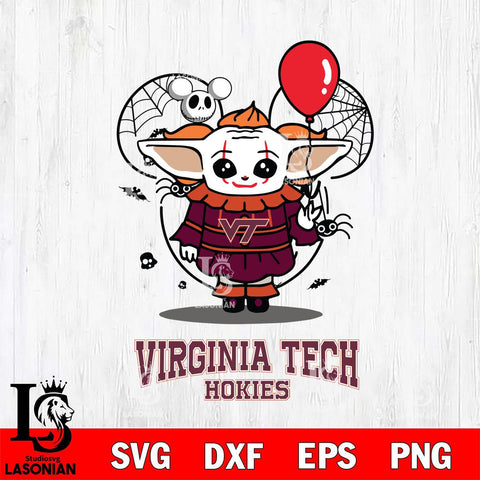 Virginia Tech Hokies Stitch Pennywise Halloween Svg Eps Dxf Png File, Digital Download, Instant Download