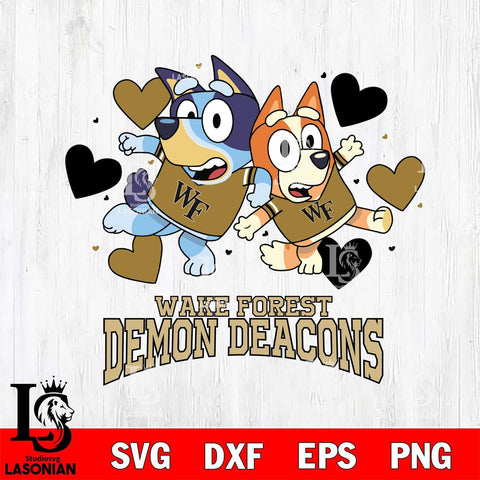 Wake Forest Demon Deacons Bluey & Bingo 10 Svg Eps Dxf Png File, NCAA svg, Digital Download, Instant Download