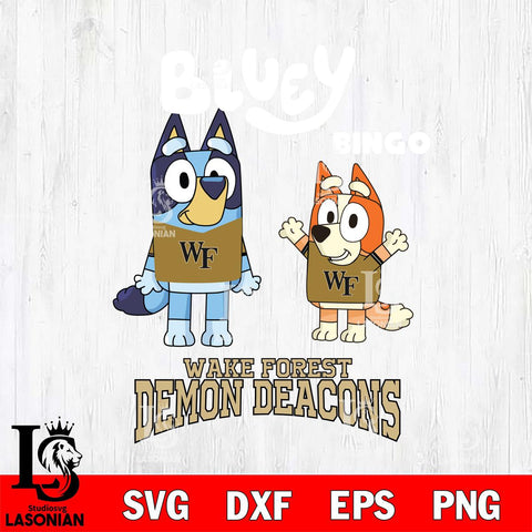 Wake Forest Demon Deacons Bluey & Bingo 4 Svg Eps Dxf Png File, NCAA svg, Digital Download, Instant Download