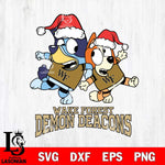 Wake Forest Demon Deacons Bluey Christmas Holiday Svg Eps Dxf Png File, Digital Download