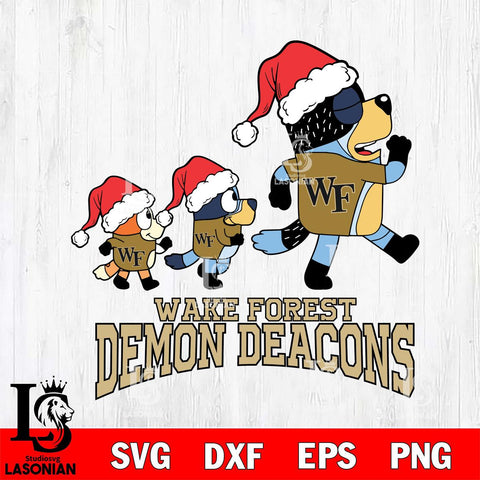 Wake Forest Demon Deacons Bluey Family Christmas Svg Eps Dxf Png File, Digital Download