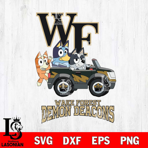 Wake Forest Demon Deacons Bluey friends car Svg Eps Dxf Png File, NCAA svg, Digital Download, Instant Download