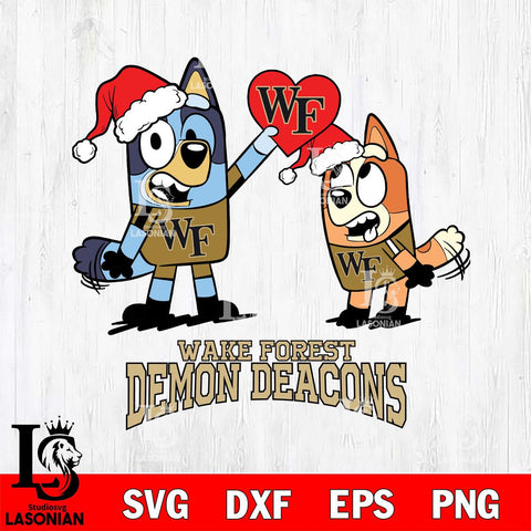 Wake Forest Demon Deacons Love Bluey Christmas Svg Eps Dxf Png File, Digital Download