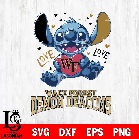 Wake Forest Demon Deacons Love Stitch, Svg Eps Dxf Png File, Digital Download