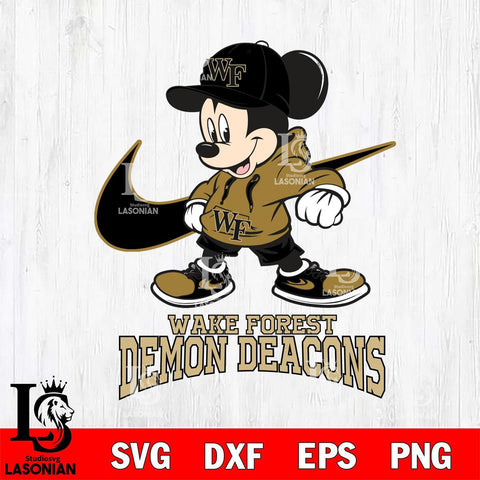 Wake Forest Demon Deacons Mickey Mouse NIKE, Svg Eps Dxf Png File, Digital Download