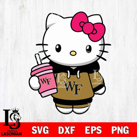 Wake Forest Demon Deacons Pretty Hello Kitty Svg Eps Dxf Png File, Digital Download, Instant Download