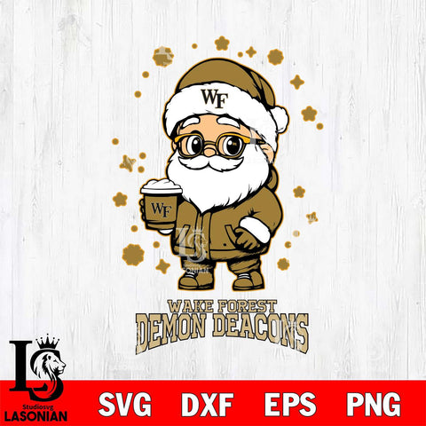 Wake Forest Demon Deacons Santa Claus Coffe Svg dxf eps png pdf file,NCAA svg,Digital Download,Cricut file