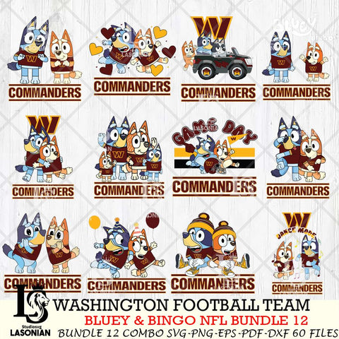 Washington Football Team Bluey & Bingo Bundle 12 SVG Eps Dxf Png File, Bundle NFL svg, Digital Download, Instant Download