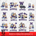 Washington Huskies Bluey & Bingo Bundle 12 SVG Svg Eps Dxf Png File, Bundle NCAA svg, Digital Download, Instant Download