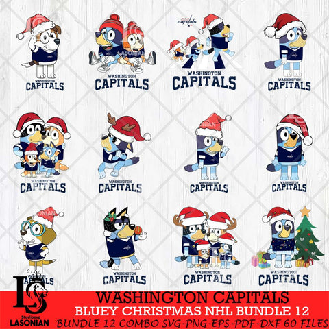 Washington Capitals Bluey Christmas NHL Bundle 12 Cricut , Christmas Svg , Bluey svg , Digital Download, dxf eps png pdf file