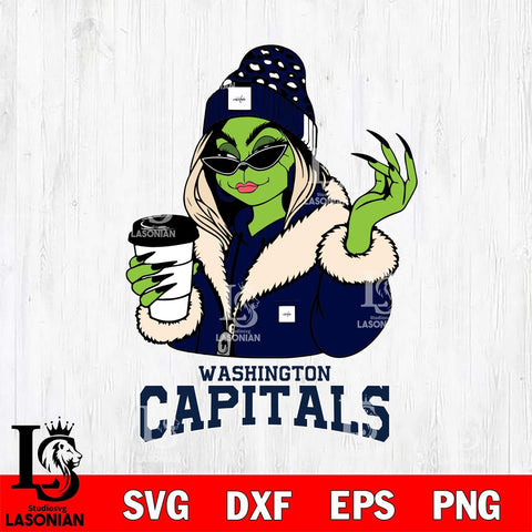 Washington Capitals Boujee Grinch Girls Christmas Cut Files, Cricut,Christmas Svg Dxf Eps Png file , Digital Download