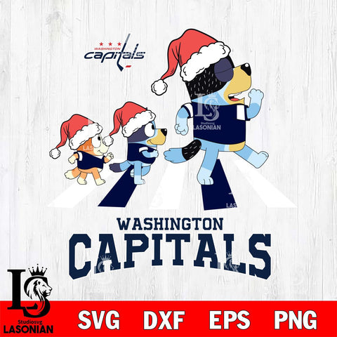 Washington Capitals Christmas Family Bluey Walking Svg, Christmas Svg , NHL svg , Digital Download, dxf eps png pdf file