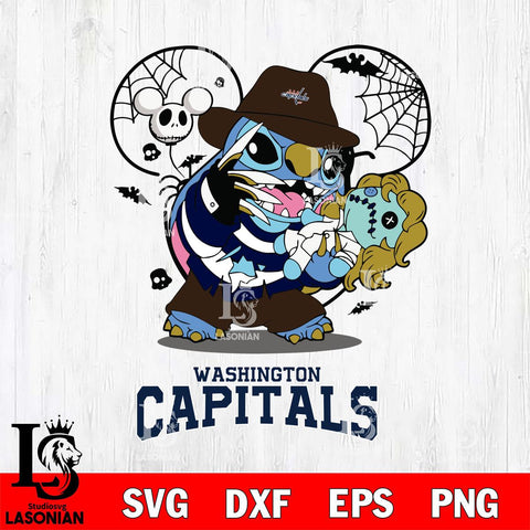 Washington Capitals Stitch Freddy Krueger Halloween Svg Eps Dxf Png File, Digital Download, Instant Download