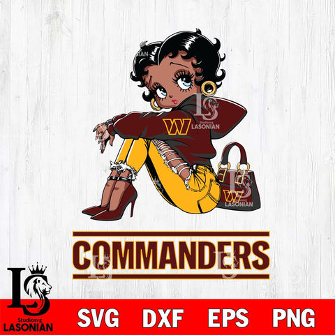 Washington Football Team Betty Boop Black Fan Girl Svg Eps Dxf Png File, Digital Download, Instant Download