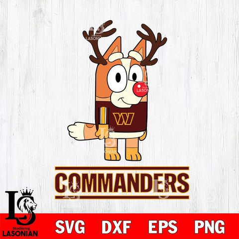 Washington Football Team Bluey Chilli Christmas Deer Svg Eps Dxf Png File, Digital Download