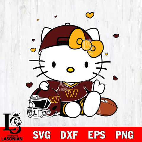 Washington Football Team Cute Hello Kitty Football Svg Eps Dxf Png File, NFL svg, Digital Download, Instant Download