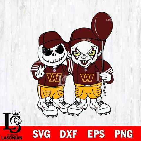 Washington Football Team Jack Skellington And Pennywise Football Svg Eps Dxf Png File, Digital Download, Instant Download