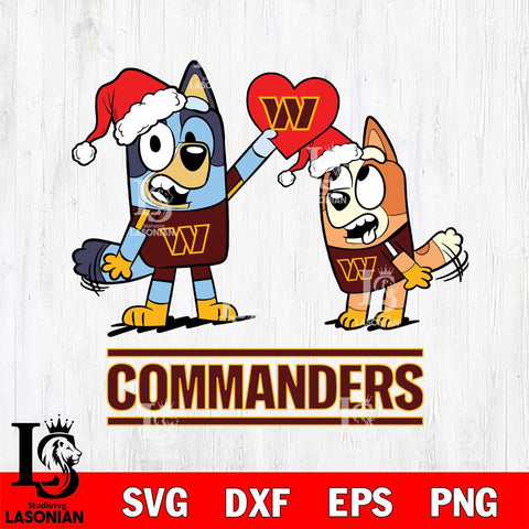 Washington Football Team Love Bluey Christmas Svg Eps Dxf Png File, Digital Download