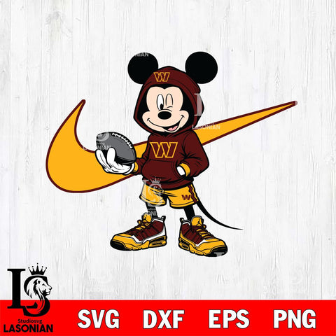 Washington Football Team Mickey Wearing Hoodie Sport Svg Eps Dxf Png File, Digital Download, Instant Download