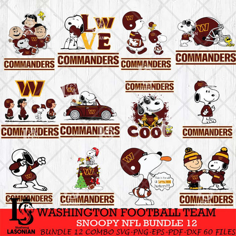 Washington Football Team Snoopy NFL Bundle 12 SVG Eps Dxf Png File, NFL svg, Digital Download, Instant Download