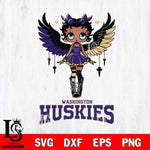 Washington Huskies Anglel Black Fan Girl Betty Boop, Svg Eps Dxf Png File, Digital Download