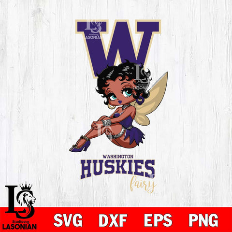 Washington Huskies Beauty Black Fairy Betty Boop, Svg Eps Dxf Png File, Digital Download