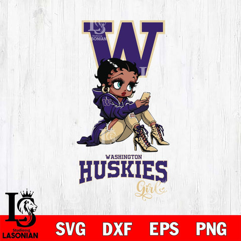 Washington Huskies Beauty Black Fan Girl Football, Svg Eps Dxf Png File, Digital Download