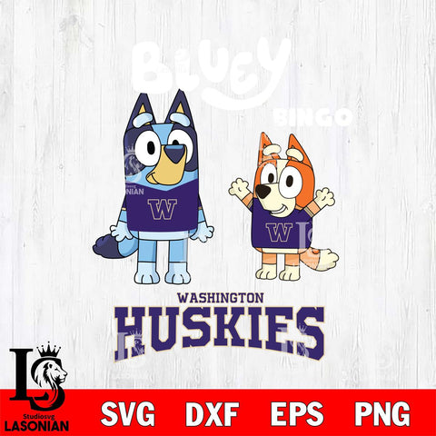 Washington Huskies Bluey & Bingo 4 Svg Eps Dxf Png File, NCAA svg, Digital Download, Instant Download