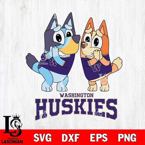 Washington Huskies Bluey & Bingo 5 Svg Eps Dxf Png File, NCAA svg, Digital Download, Instant Download