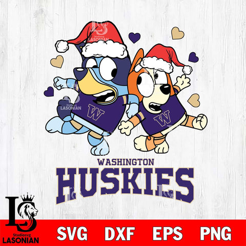 Washington Huskies Bluey Christmas NFL Svg Eps Dxf Png File, Digital Download