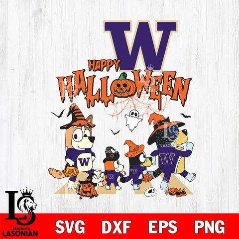 Washington Huskies Bluey Halloween Family Svg Eps Dxf Png File, Digital Download, Instant Download