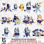 Washington Huskies Bluey NCAA Bundle 12 Svg Eps Dxf Png File, Digital Download, Instant Download