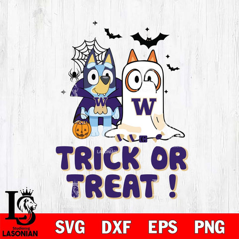 Washington Huskies Bluey Trick or Treat Halloween Svg Eps Dxf Png File, Digital Download, Instant Download