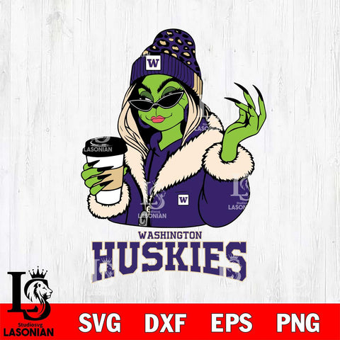 Washington Huskies Boujee Grinch Girls Christmas Cut Files Cricut, Svg Dxf Eps Png file, Digital download , Silhouette