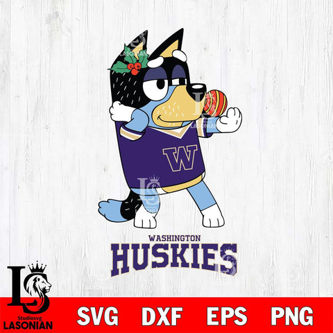 Washington Huskies Christmas Bluey Bandit Heeler Cut Files,Bluey Cricut,Christmas Svg , Bluey svg , Digital Download, dxf eps png pdf file