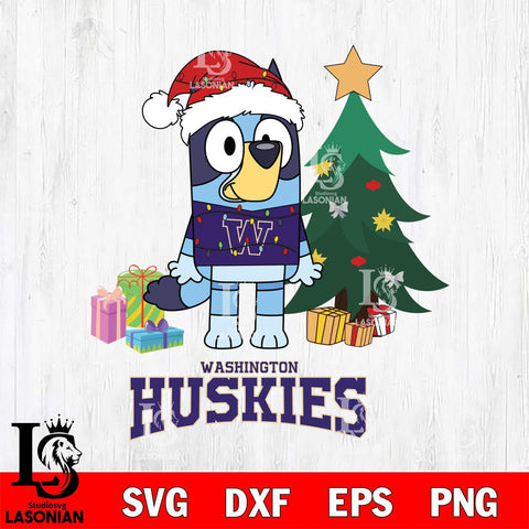 Washington Huskies Christmas Bluey Tree Sport Cut Files,Bluey Cricut,Christmas Svg , Bluey svg , Digital Download, dxf eps png pdf file