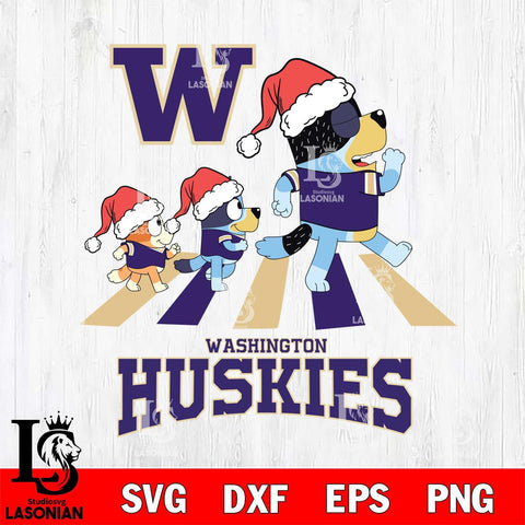 Washington Huskies Christmas Family Bluey Walking Cut Files,Bluey Cricut,Christmas Svg , Bluey svg , Digital Download, dxf eps png pdf file