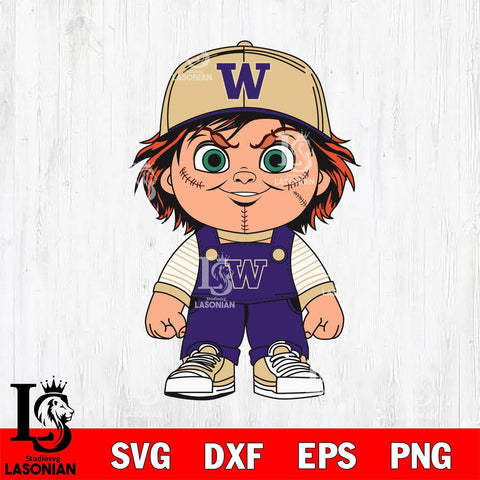 Washington Huskies Chucky Horror Svg Eps Dxf Png File, NCAA svg, Digital Download, Instant Download