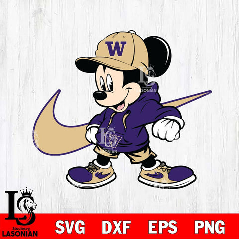 Washington Huskies Cool Mickey Mouse Svg Eps Dxf Png File, NCAA svg, Digital Download, Instant Download