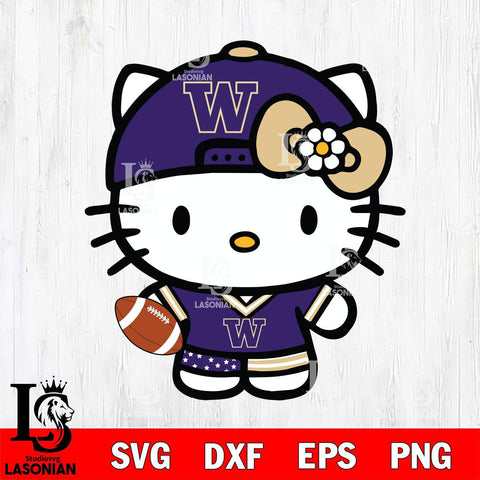 Washington Huskies Cute Hello Kitty Football 10 Svg Eps Dxf Png File, NCAA svg, Digital Download, Instant Download