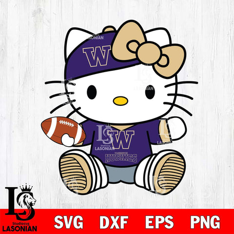 Washington Huskies Cute Hello Kitty Football 11 Svg Eps Dxf Png File, NCAA svg, Digital Download, Instant Download