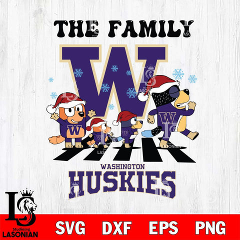 Washington Huskies Family Bluey Christmas Svg Eps Dxf Png File, Digital Download