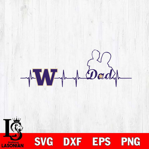 Washington Huskies Father Heart Beat Svg Eps Dxf Png File, Digital Download, Instant Download