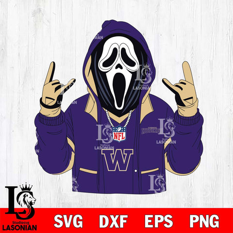 Washington Huskies Ghostface Scream Football Halloween Svg Eps Dxf Png File, NCAA svg, Digital Download, Instant Download