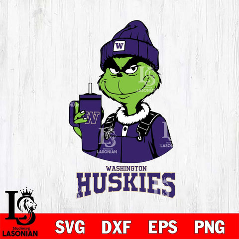 Washington Huskies Grinch Football Christmas Cut Files Cricut, Svg Dxf Eps Png file, Digital download , Silhouette