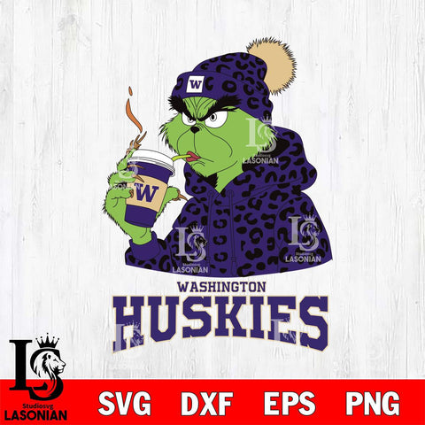 Washington Huskies Grinch Leopard Christmas Cut Files Cricut, Svg Dxf Eps Png file, Digital download , Silhouette