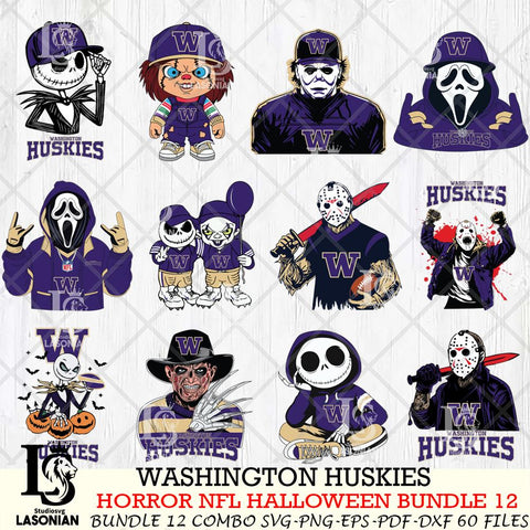 Washington Huskies Halloween Bundle 12 SVG Svg Eps Dxf Png File, NCAA bundle svg, Digital Download, Instant Download