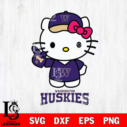 Washington Huskies Hello Kitty Best Fan Svg Eps Dxf Png File, Digital Download, Instant Download