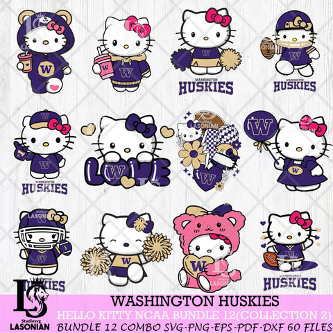 Washington Huskies Hello Kitty Bundle 12 SVG Svg Eps Dxf Png File, Digital Download, Instant Download